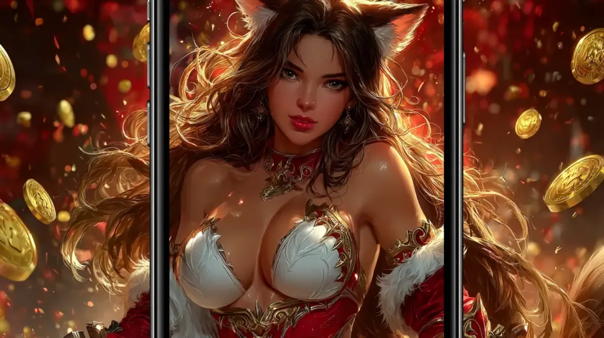 Vários smartphones dispostos em ângulo, todos mostrando diferentes telas e personagens de um aplicativo de jogo de tiro cheio de ação, com uma paleta de cores escura e laranja.